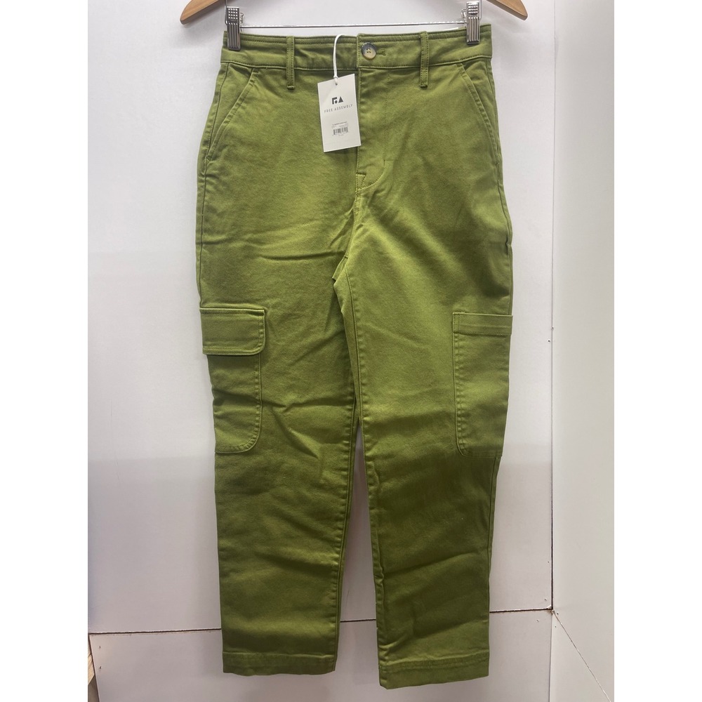 Free Assembly Cargo Utility Pants Olive Green High Rise Straight Leg 2 NWT
